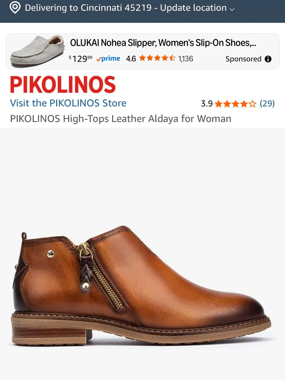 PIKOLINOS woman’s brandy color boot